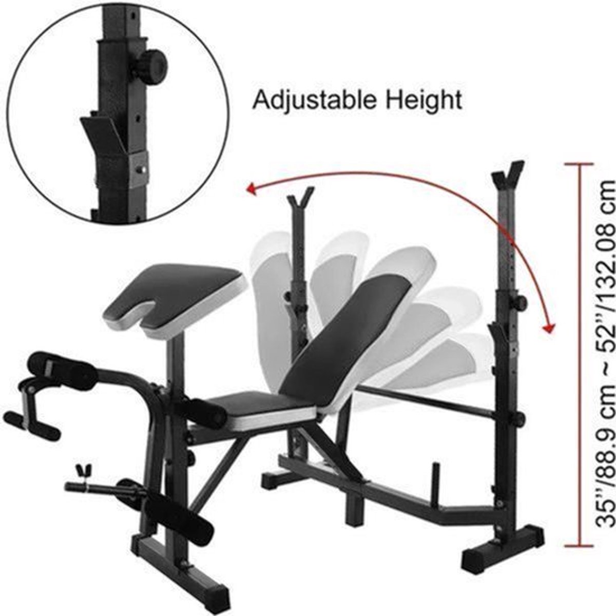 Halterbank - Fitnessbank - Gewichthefbank -Verstelbare - Opvouwbare - Multi Station - Bench Press - voor Home - Gym - 144.78 x 104.14 cm - Zwart