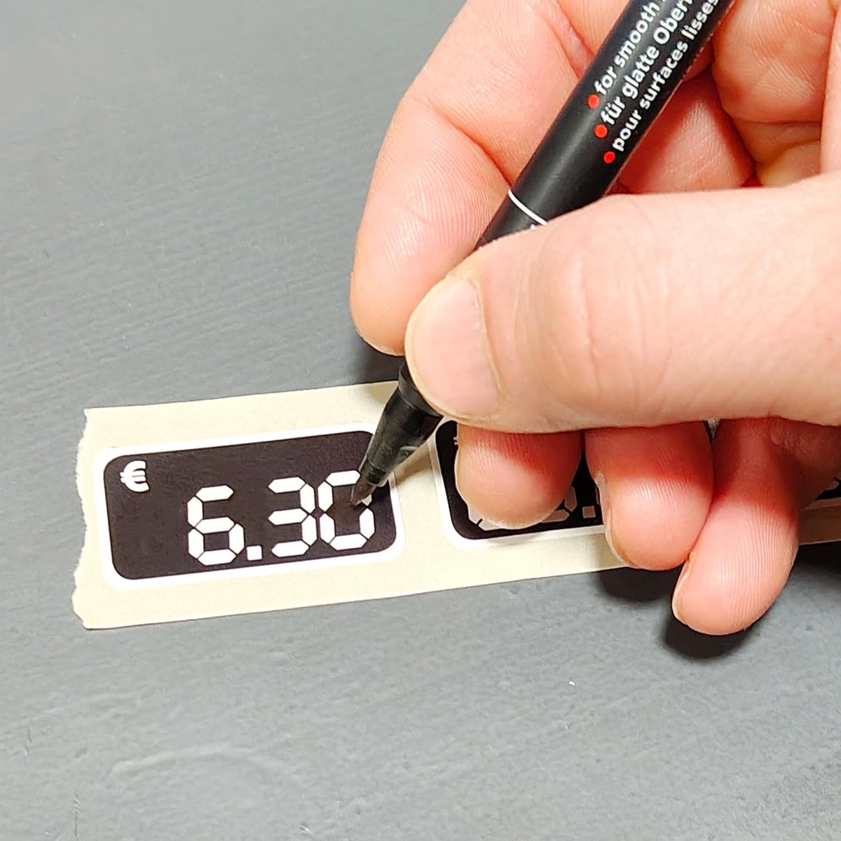 Prijsetiketten, 38 x 20 mm, zelfklevend, beschrijfbaar, personaliseerbaar met marker, digitaal segmentsysteem, voor winkels en markten (224 etiketten)