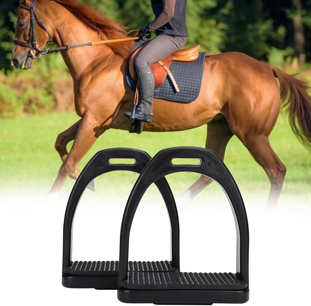 Stijgbeugels voor de paardensport Compositi Reflex Breed profiel reflecterend licht voor het zadel Veiligheidsstang met antislip rubberen pads