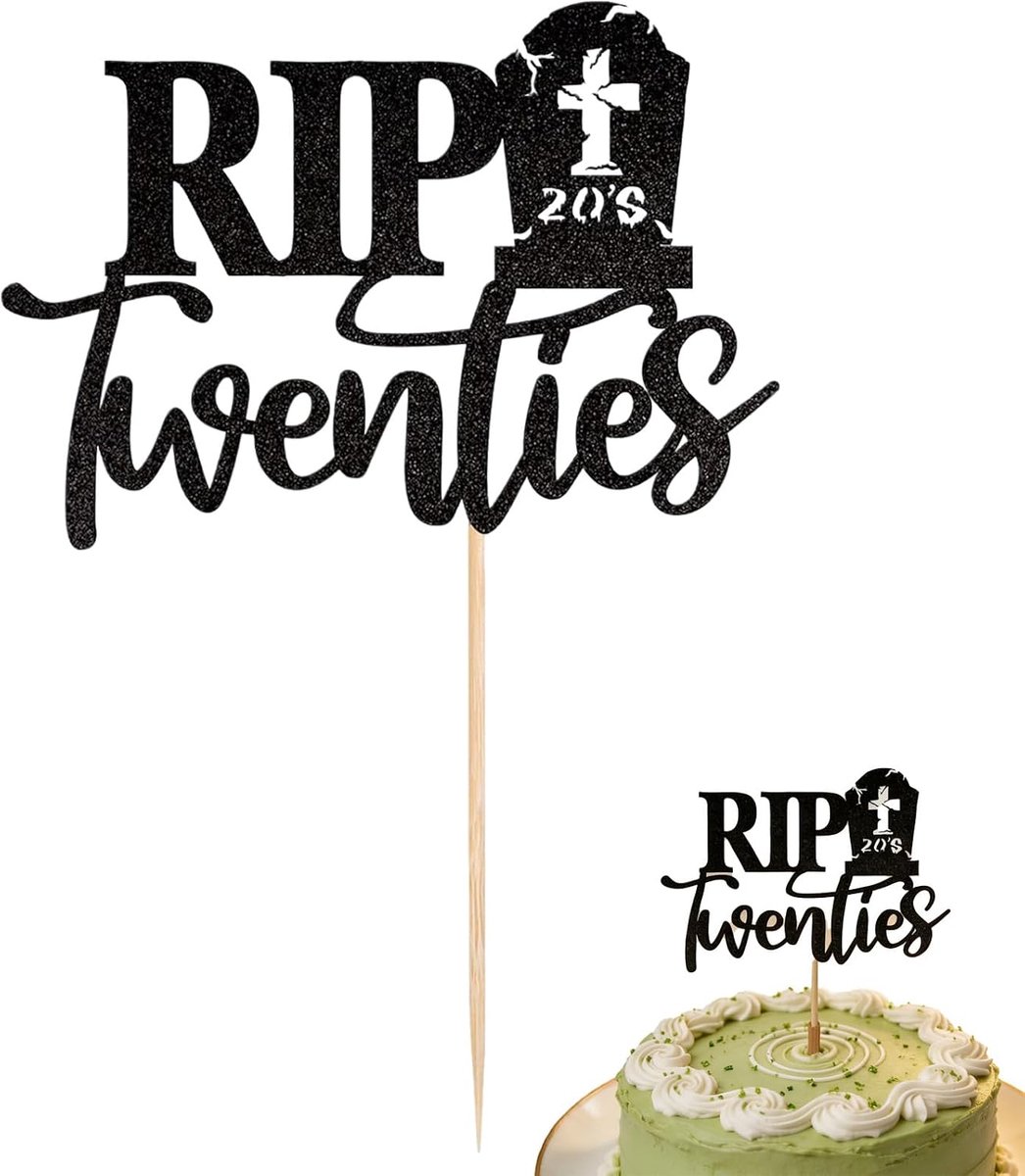 20s decoratie voor dames en heren, Rip taartdecoratie voor dames en heren, Death To My Twenties, taartopzetstuk, Dirty Thirty verjaardagskaart, taartdecoratie, geboortekaart, verjaardagsdecoratie