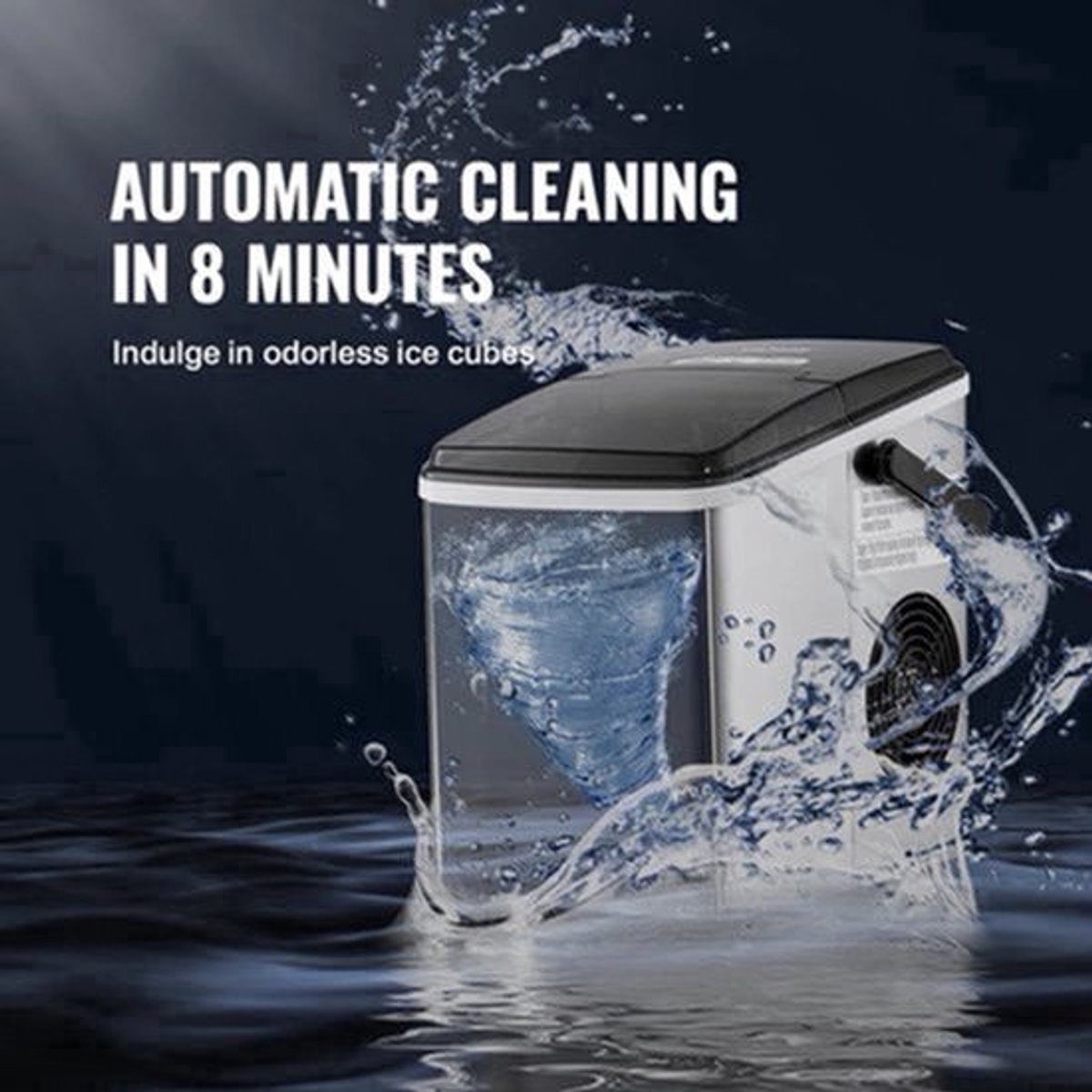 Vevor - IJsblokjesmachine - Ijsblokjes - IJsblokjesmaker met IJsschep - Per App Bestuurbaar - Zelfreinigingsfunctie - 105W - 1.8lbs - Zwart