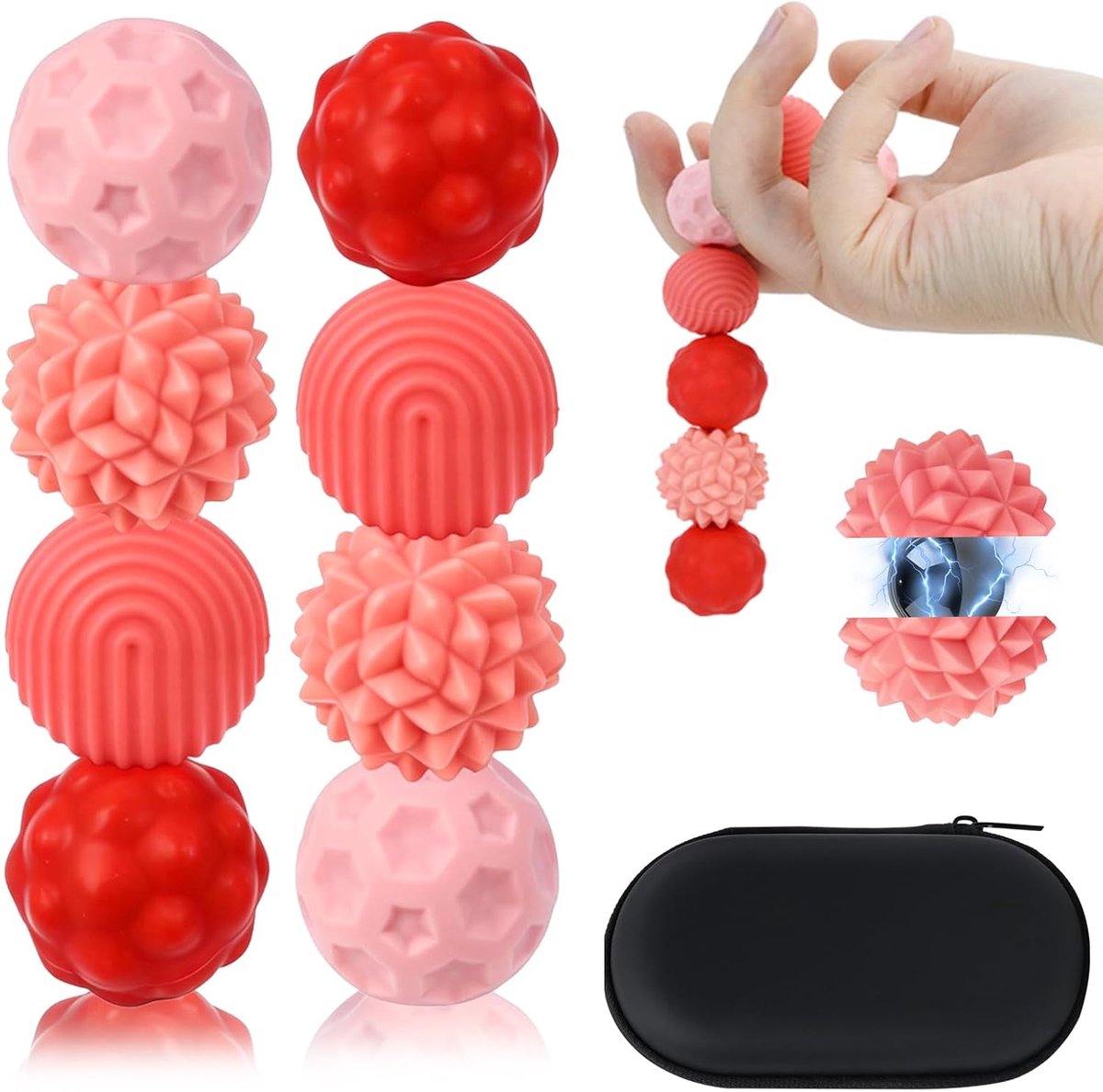 8-delige set magnetische fidget-speeltjes, Magnetische Stressballen, Roze