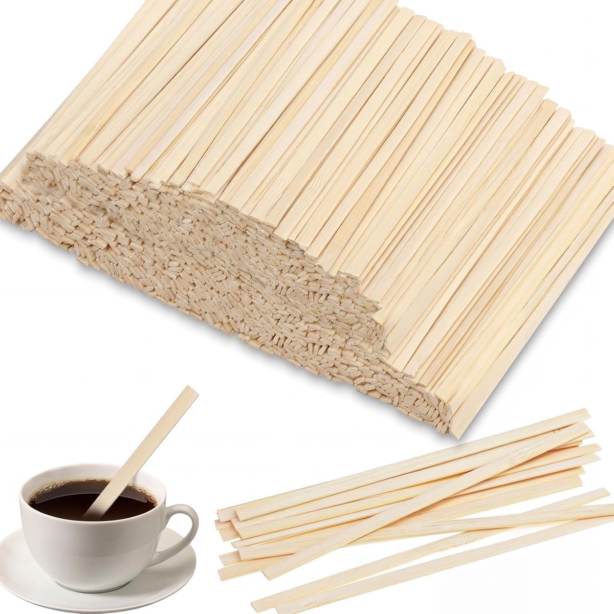 1500 stuks roerstaafjes van hout, 11 cm, praktische voorraadverpakking