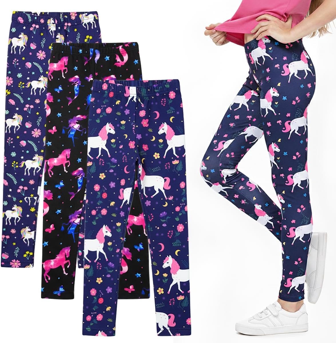 Leggings Kinderen Stretch Enkel Lengte Broek Afdrukken Bloem Kleding Broek Panty voor 3-11 Jaar