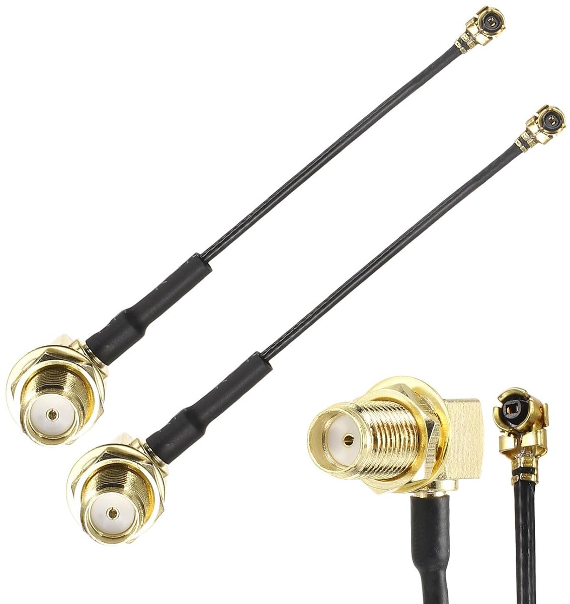 2 stuks SMA naar U.FL1 coaxkabel 2"/5 cm SMA vrouwelijke rechte hoek naar UFL Pigtail Extension Jumper 1,13 mm Low Loss coaxkabel voor draadloze router antenne