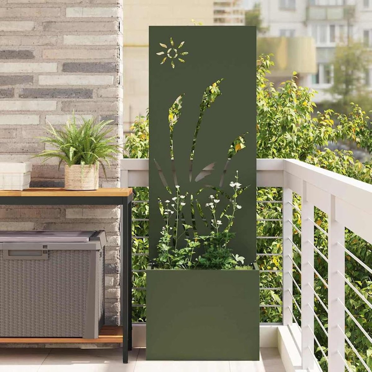 Tuin zichtwerend doek olijfgroen 50 x 140 cm, elegante zichtwerende elementen tuindecoratie muur voor balkon zwembad entree en hotel 876430