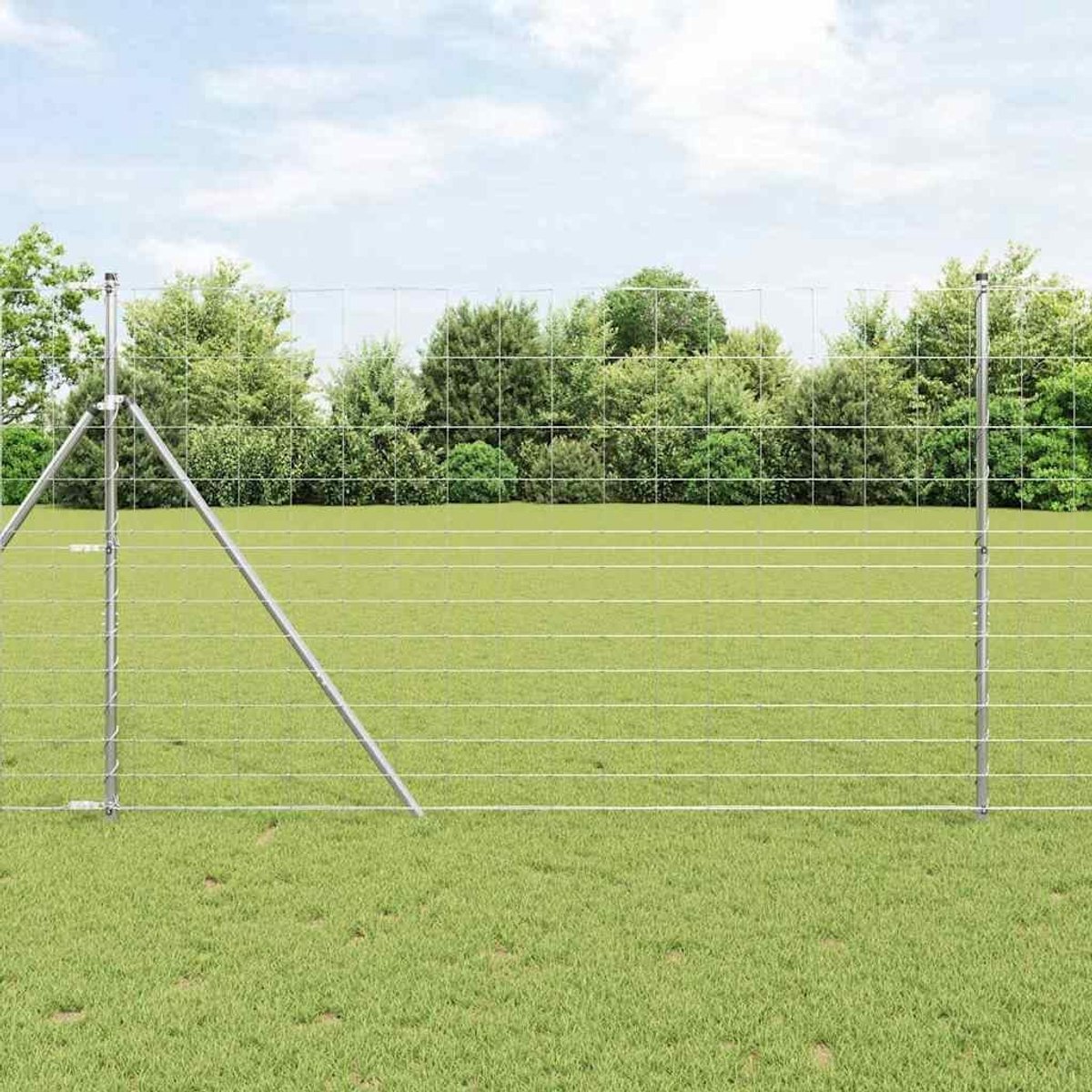 Draadhek, stalen tuinhek 25 x 1,5 m zilver