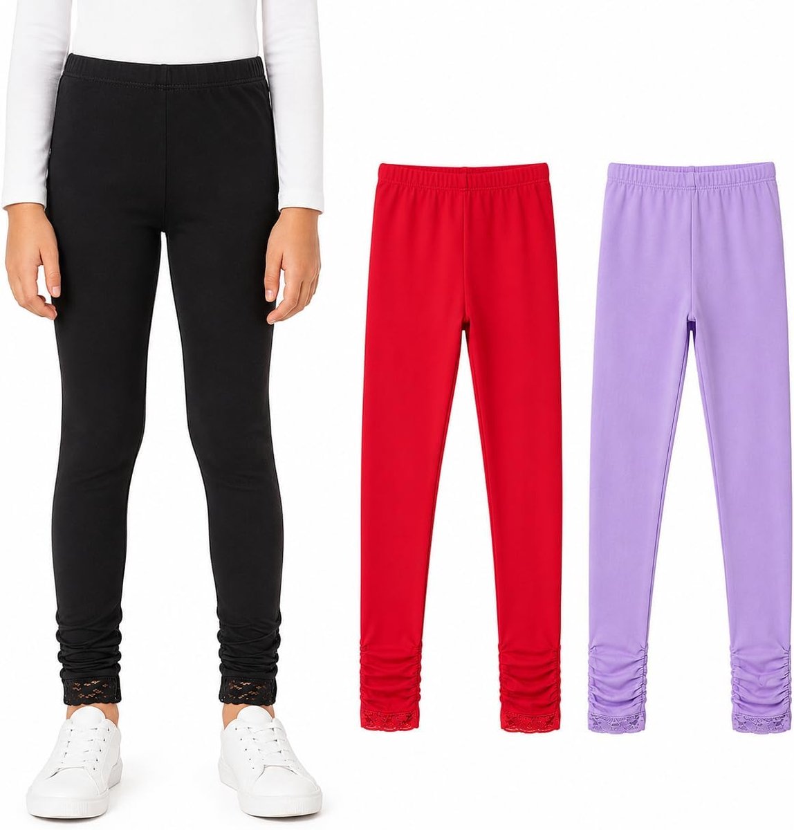 Leggings: Kinderen Katoen Zacht Stretch Dans Tights 3Pcs Set