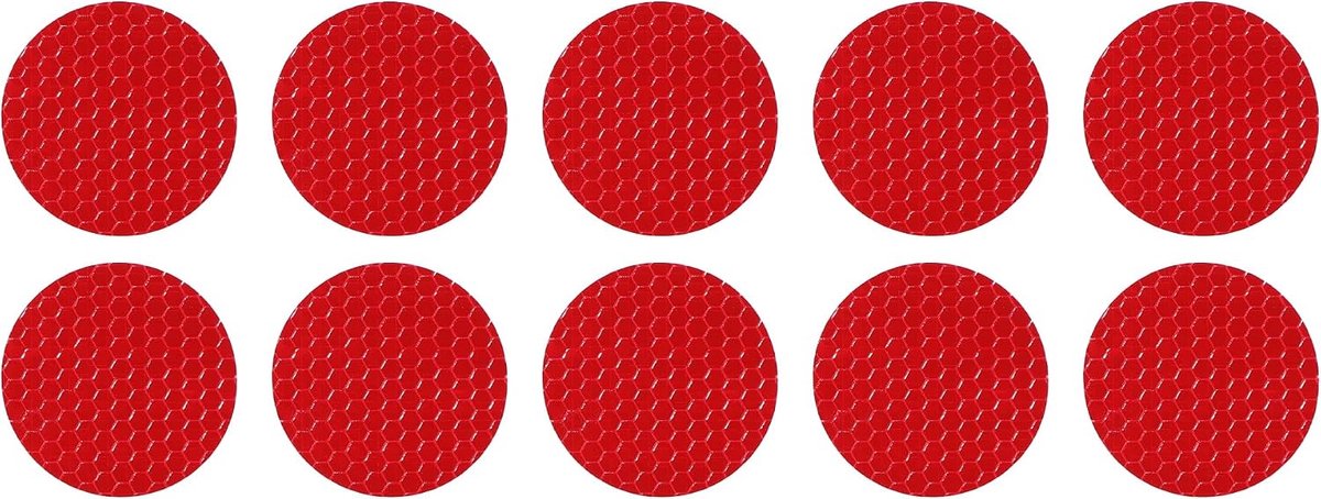 10 Stuks Reflecterende Stickers, Ronde Vorm Universeel voor Auto's PET Rood