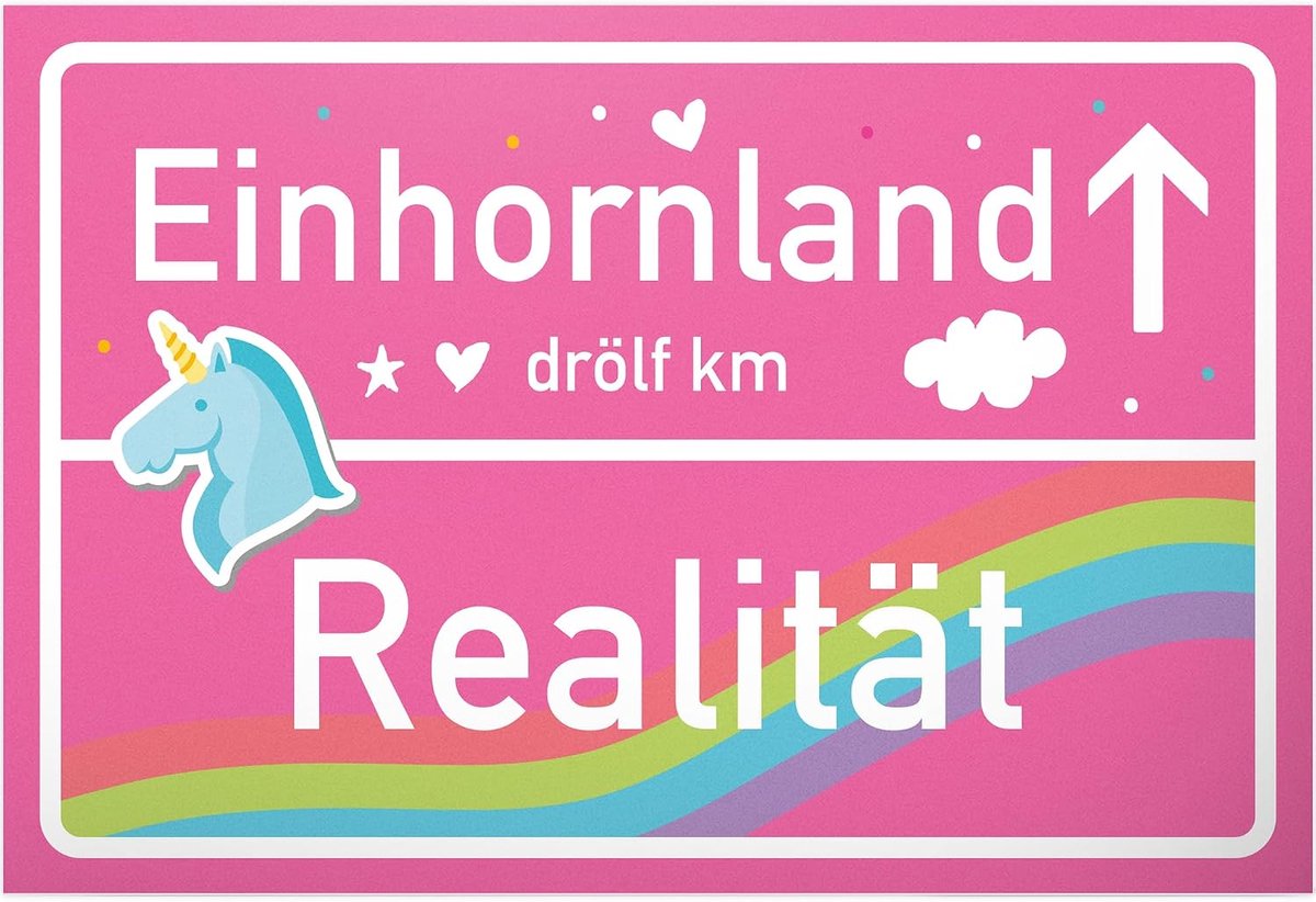 Einhornland Dream plastic bord (30 x 20 cm), roze plaatsnaam/plaatstafel, schattige muurdecoratie, deurbordje meisjeskamer/meisjeskamer, cadeau-idee/verjaardagscadeau - beste vriendin