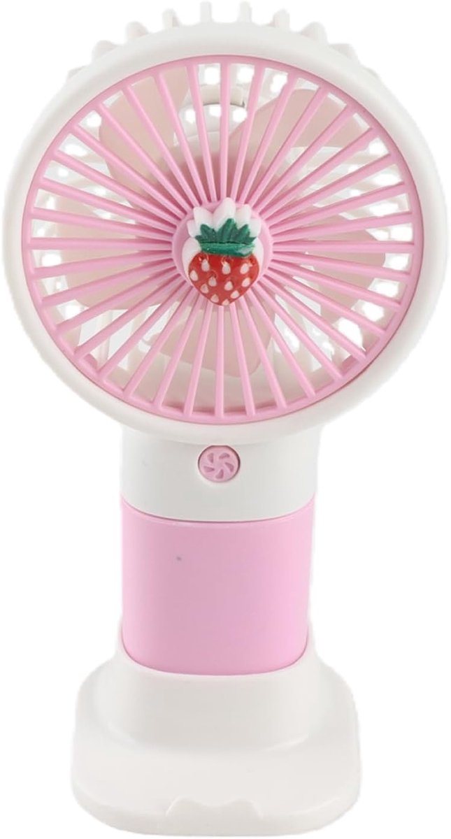 Handventilator ABS Draagbare Oplaadbare Ventilator Aardbeienlook USB-oplaadventilator met Basis voor Reis, Kantoor en Thuisgebruik