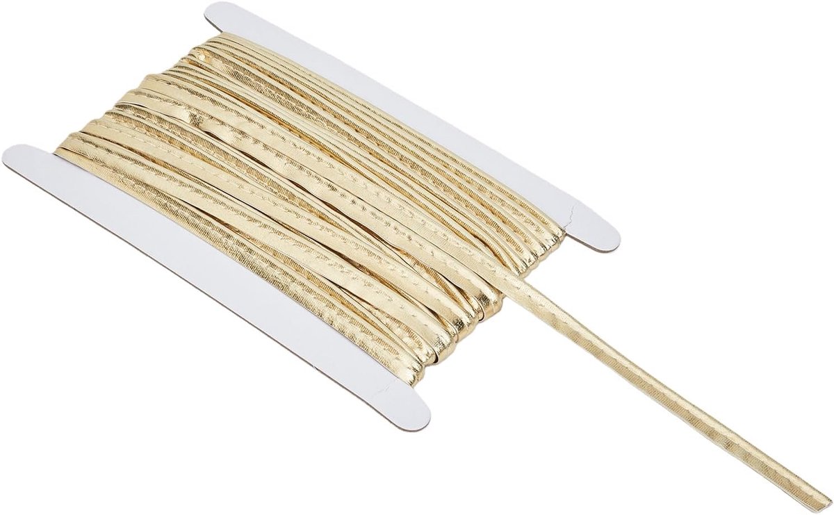 10 Yards lederen enkelvoudige biesband, 0,39 inch gouden lip bies trim met laskoord, bekleding biaisrand naaiband voor lederen knutselen kledingversieringen