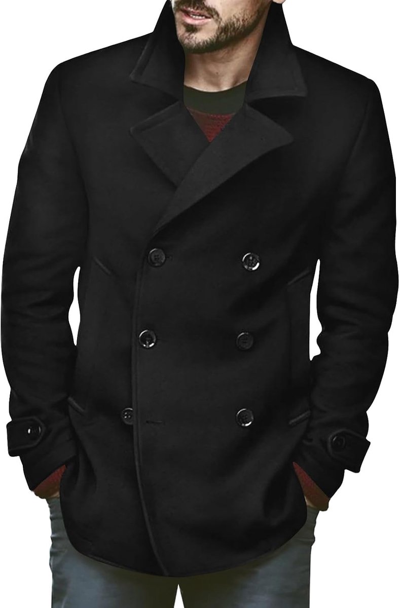 Klassieke mantel met dubbele rij knopen, slimfit, trenchcoat, casual, lange jas, winter, warm, business, bovenkleding