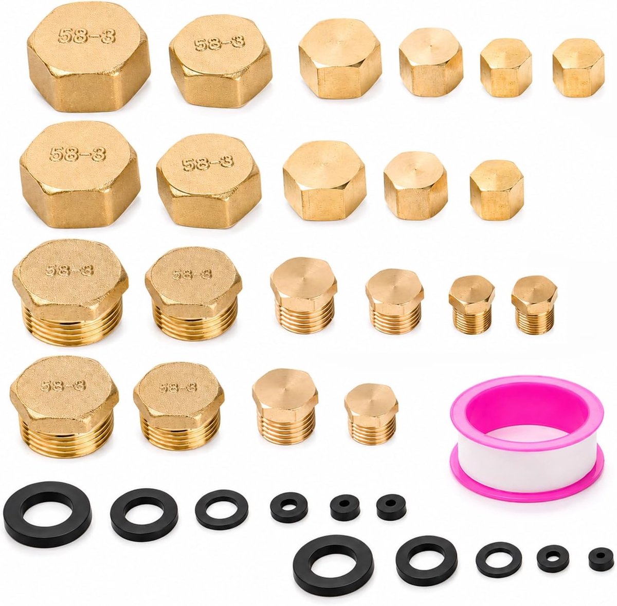 21-delige Blindstoppen Waterleiding 1/8-3/4 Inch Messing Set
