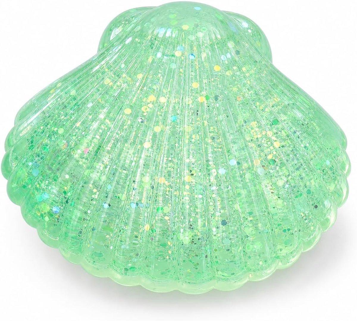 Squeeze in schelpvorm, glitterdecoratieset in paars, roze, mintgroen en lichtblauw, transparante knijpfiguren voor bureau, vrije tijd, collectie (groen)