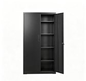 Zwart 40x80x180 cm Opbergkast Dossierkast Archiefkast Metalen Kast Kantoorkast Staande Kast Met 2 Deuren 4 Verstelbare Planken Afsluitbaar Stevig Opbergrek Voor Kantoor Garage Studiekamer Magazijn