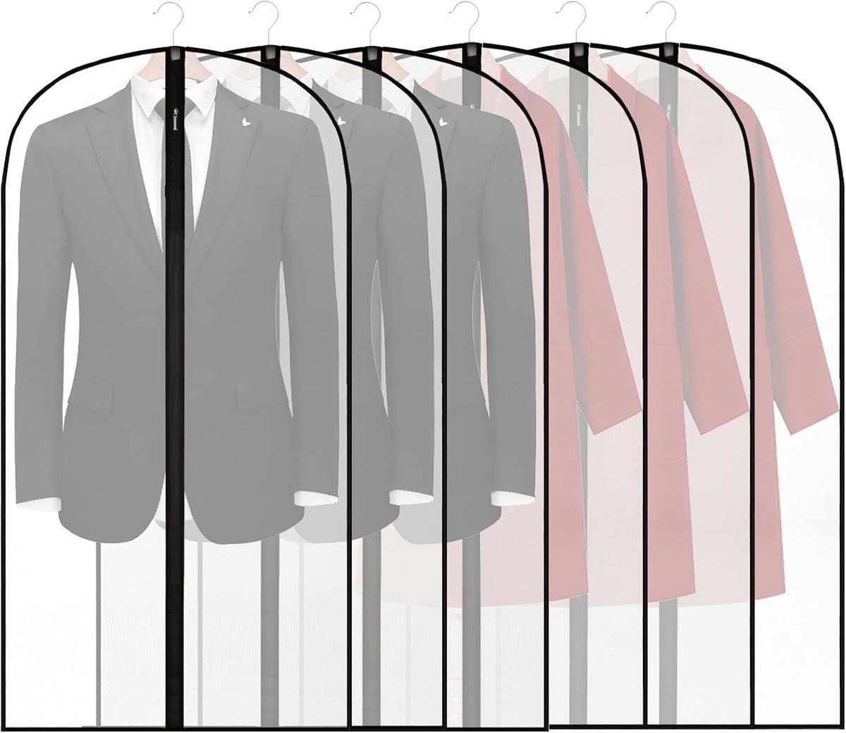 Kledinghoezen met ritssluiting, 60 x 120 cm hangende kledinghoezen tassen, mottenbestendige opbergtas voor herenpak, kledingzakhoezen, stofhoes voor kledingkastopslag en reizen