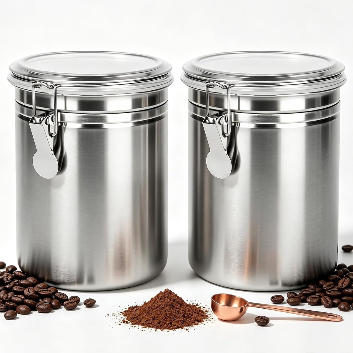 2 stuks koffieblikjes luchtdicht met deksel 850 ml, koffiebonenhouder