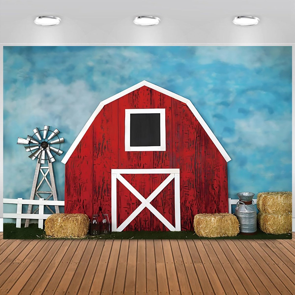 Achtergrond Rode Schuur Deur Hooiberg Fotografie Achtergrond Boerderij Thema Kinderen Jongens Meisjes Verjaardagsfeestje Decoraties Banner Foto Booth Props