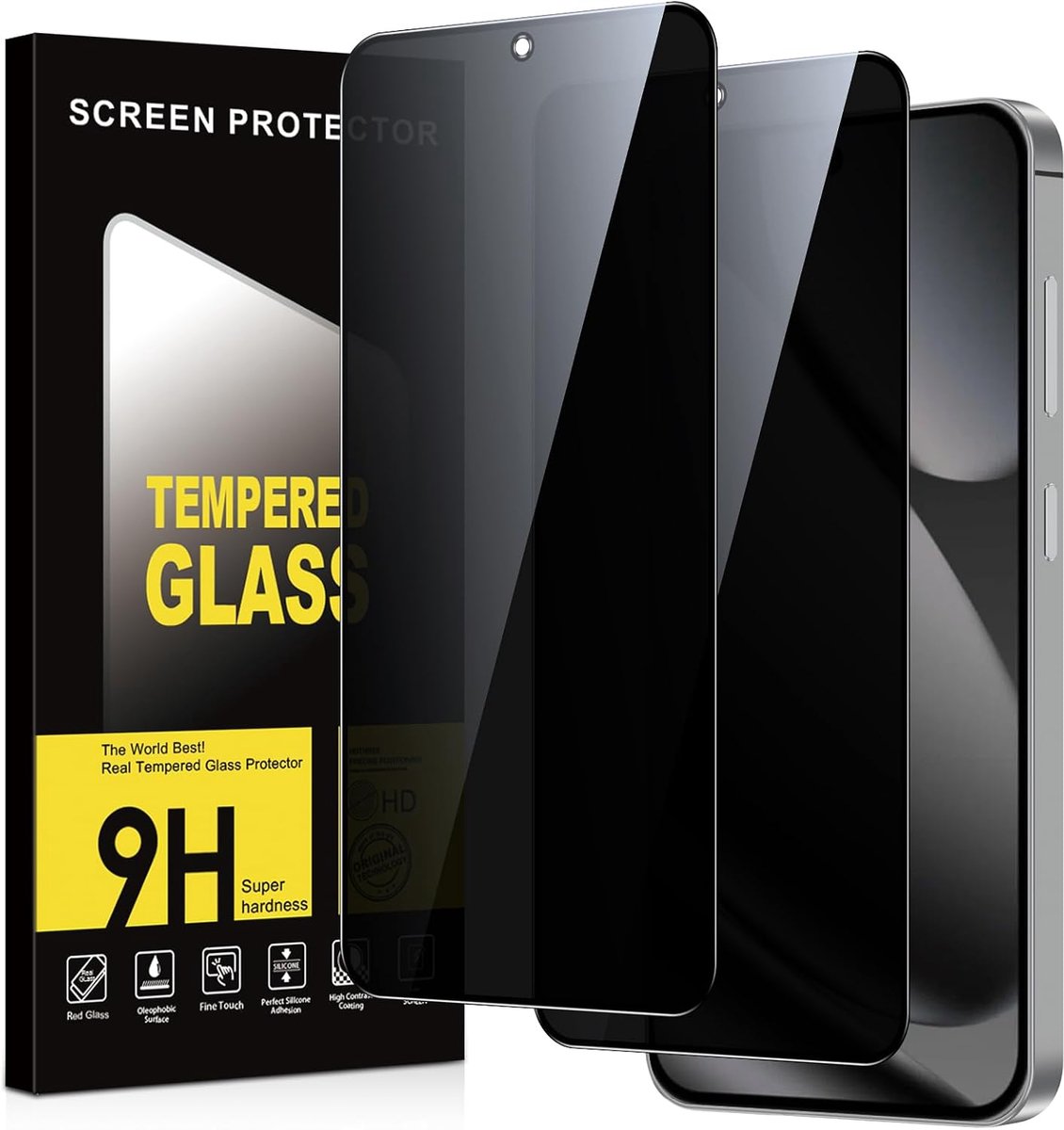 Screenprotector voor Google Pixel 10 Pro XL/Pixel 9 Pro XL gehard glas, hardheid 9H, anti-spy displaybescherming, krasbestendig, luchtbelvrij, anti-spion, veiligheidsglas, 2 stuks