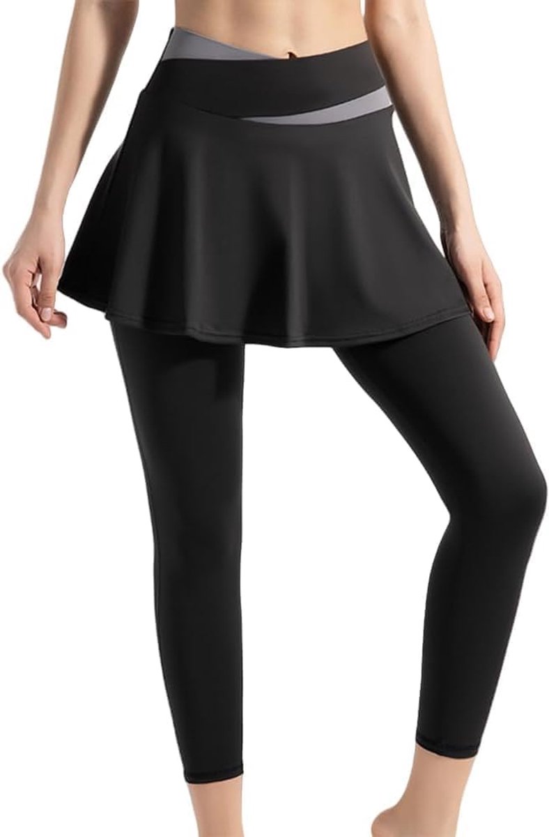 Leggings met rok voor dames, atletische leggings met rokken voor sportschool, golf, tennis
