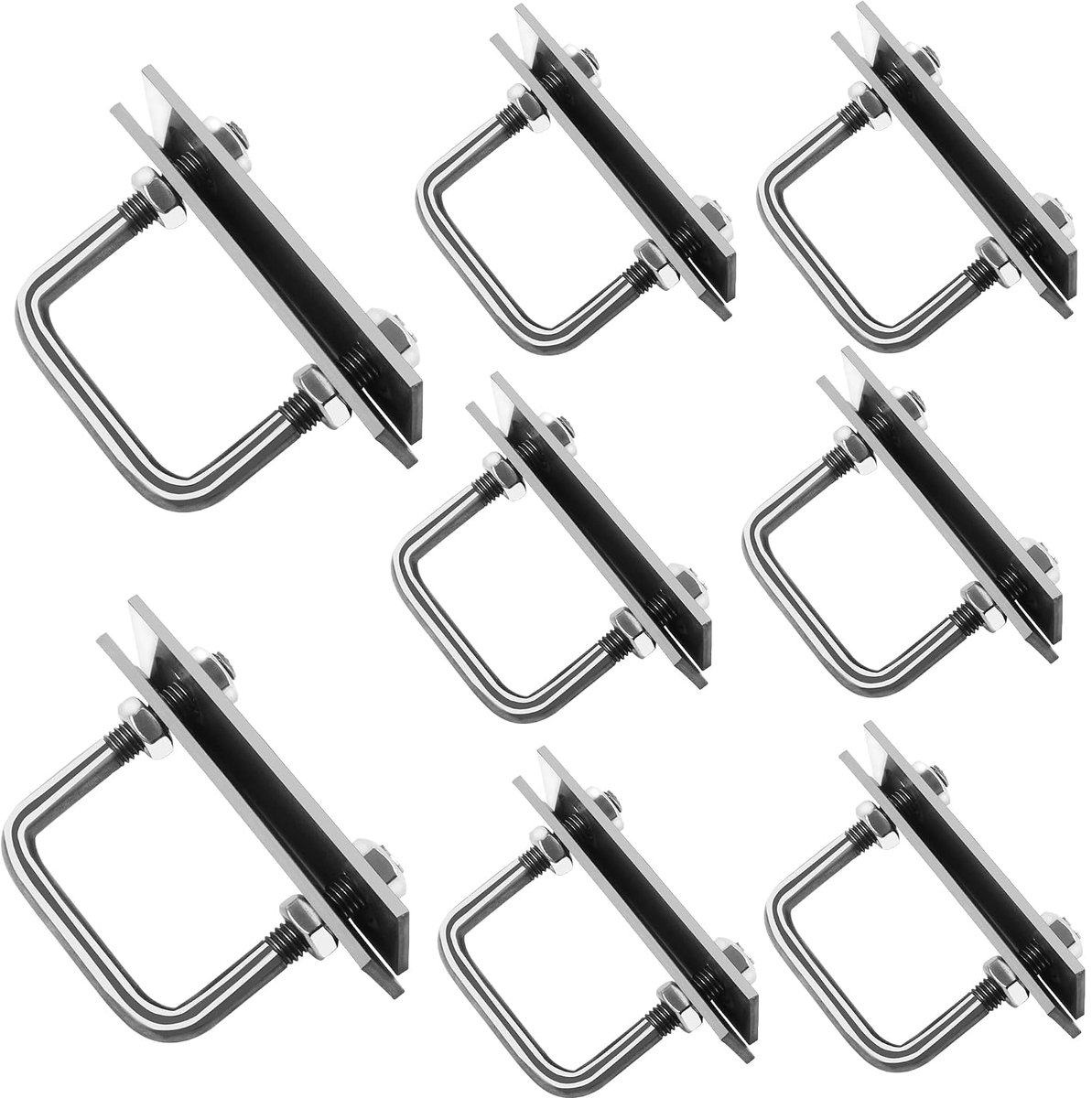 M8, U-draadbeugel, 8 stuks vierkante bouten, U-schroeven, klemmen, U-bouten voor tuin, camper, doe-het-zelf, zonne-installatie en bevestiging