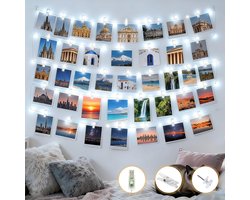 Litogo Fotoclips lichtsnoer, 5 m, 50 leds, USB-lichtketting voor kamer, decoratie, foto's, lichtketting, muur, met 30 klemmen, lichtketting, afbeeldingen voor kamer, woonkamer, Kerstmis, bruiloften
