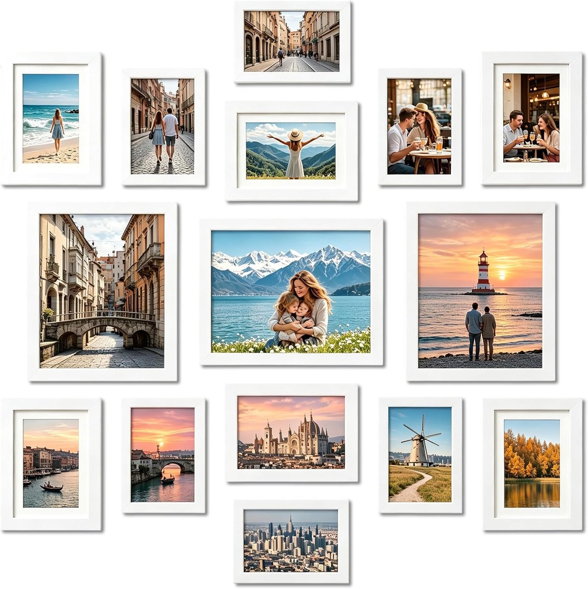 15-delige wandfotolijst, wit