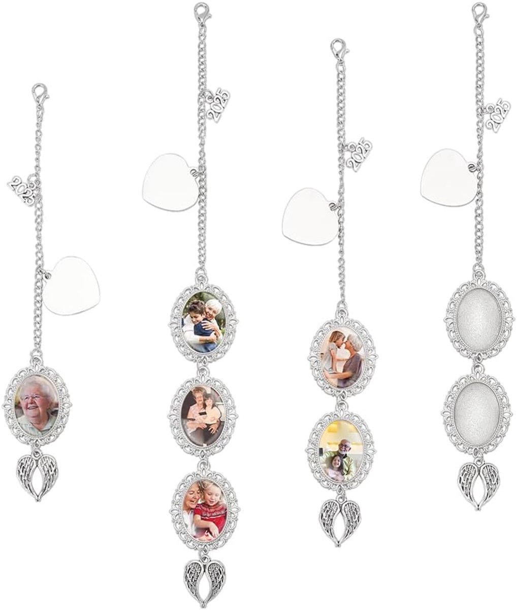 3 stuks 3 stijl platina aangepaste gedenkwaardige afstuderen kwast foto charme met engelenvleugels legering herdenkingsceremonie college cadeau fotoketting