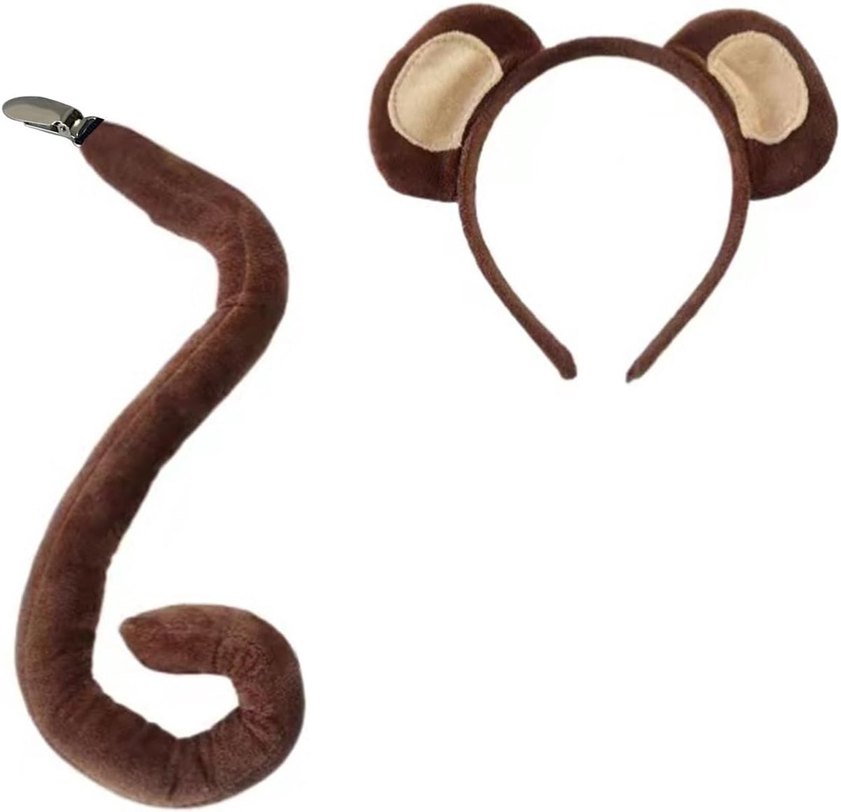 1 set dierenapenkostuum, dierenoren en apenstaart, apenkostuum voor Halloween, carnaval, cosplay, verjaardagsfeestaccessoires