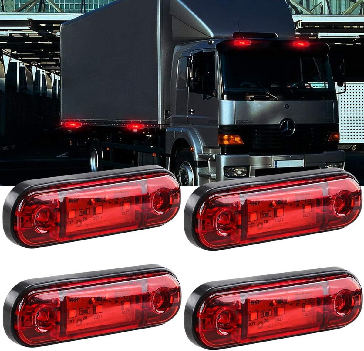 4 stks LED Side Marker Indicator Licht Voor Achter Side Positie Lampen 12 V voor Truck Camper van Vrachtwagen RV Marker Lichten (Rood)