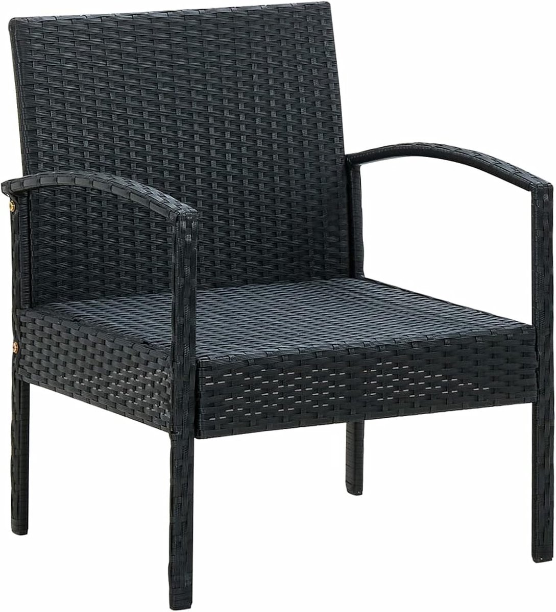 Tuinstoel met kussens van polyrotan, eetkamerstoelen voor de tuin, met armleuningen, stoel voor buiten, van rotan, balkon, 58 x 58 x 72 cm