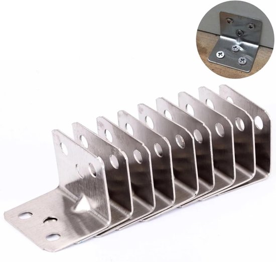 10 stuks roestvrijstalen hoekbeugels connectoren code haakse ondersteuning meubelbevestiging versterkte huisbeslag L-vorm(Thickness 1.2mm) — afbeelding 4