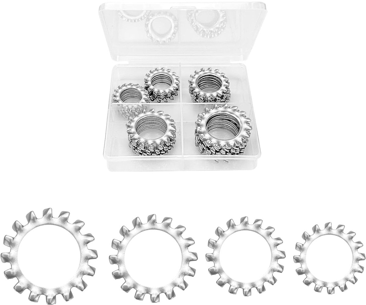 50 stuks externe tandschijven 304 roestvrij staal externe ster lock sluitringen M14 M16 M18 M20 vergrendelingsschijven Push On Speed Clips bevestigingsmiddelen assortiment tool