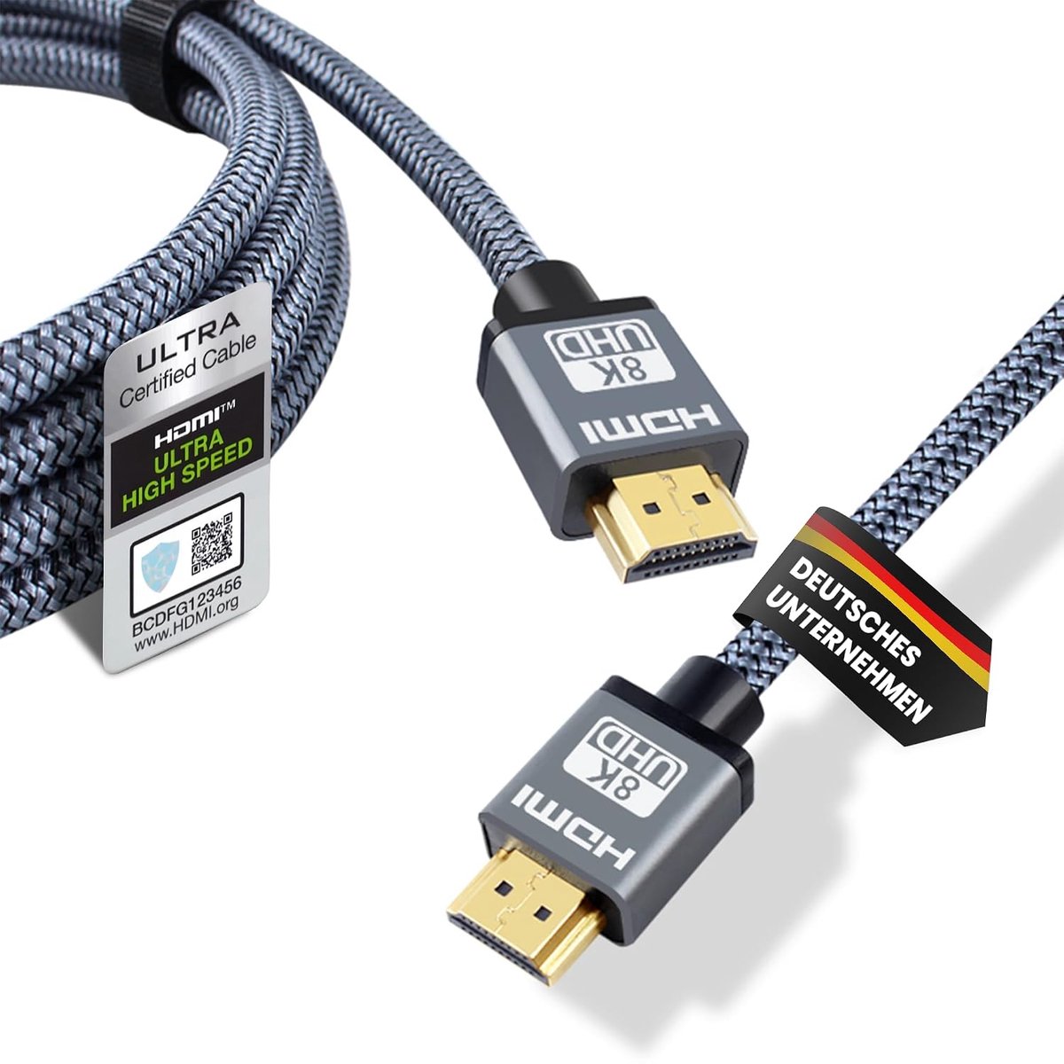 Audio pirates 10k/8K/4K 2.1 HDMI-kabel (0,5 m) 48 Gbit/s | Ultra High Speed Certificaat | 10/8K @60Hz, 4K @240Hz | eARC | HDR10+ | Dolby Vision | Goede stekker | 24K verguld | Performance Collection