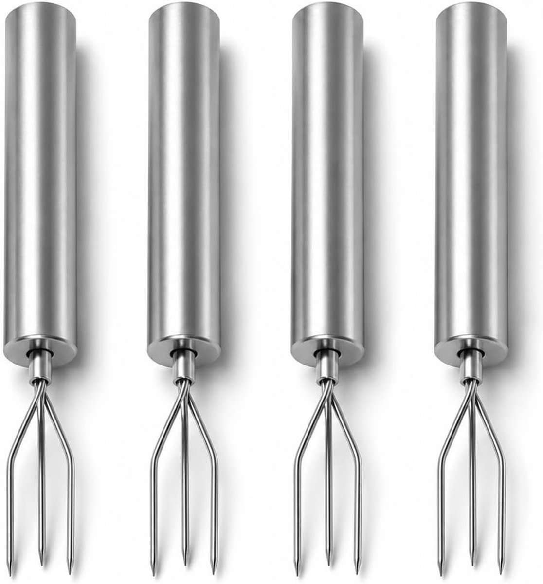 4 stuks aardappelvorken en maïsvorken van roestvrij staal 430, herbruikbare spiesen met 3 tanden, accessoires voor barbecue, keuken, camping en grill, vaatwasmachinebestendig