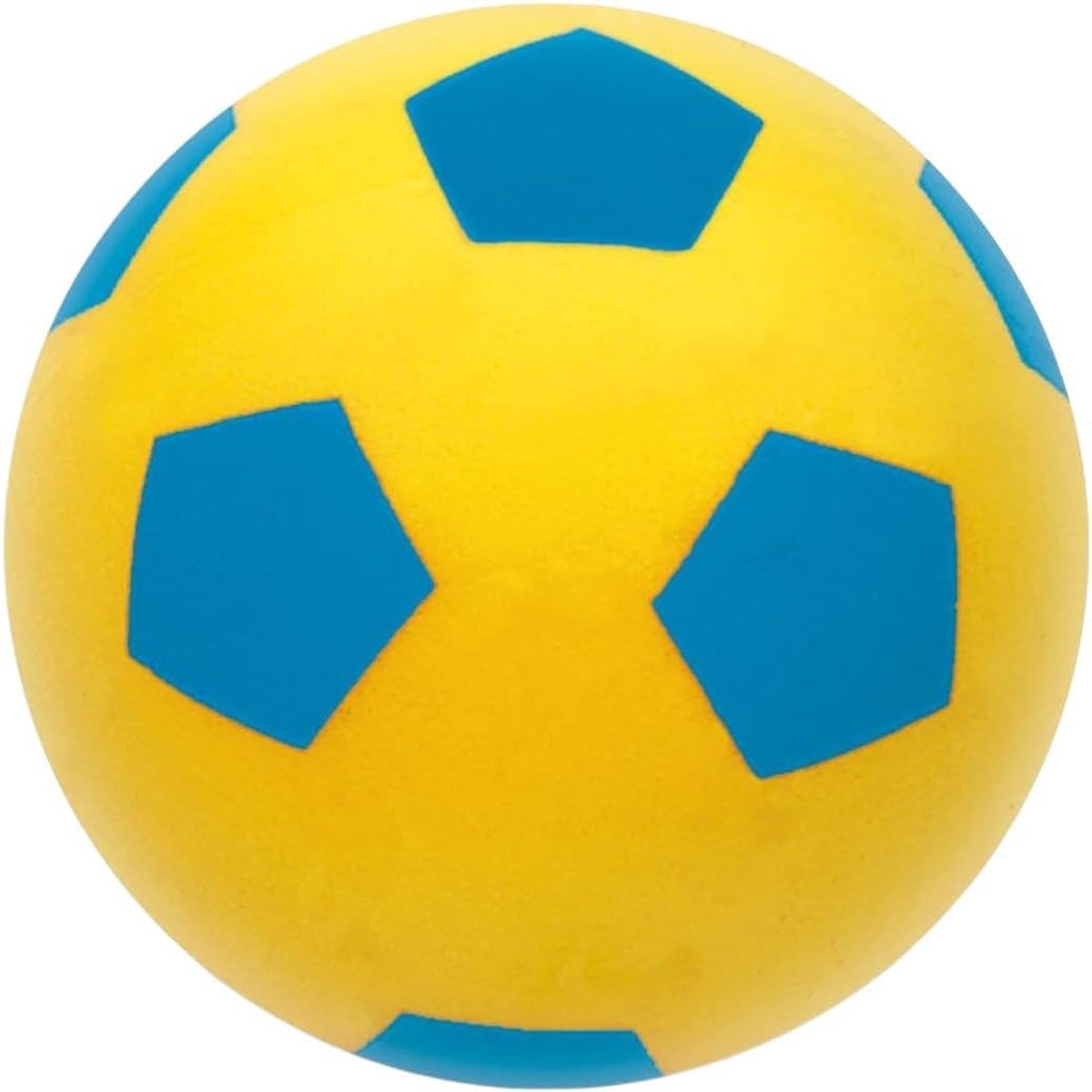 Football Voetbal van zacht schuim, licht, diameter 18,5 cm, kleur geel blauw