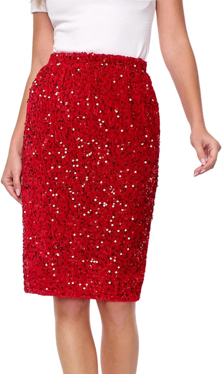 Pailletten rok Glitter fluweel hoge taille potlood Bodycon Midirock Wrap rok voor partij