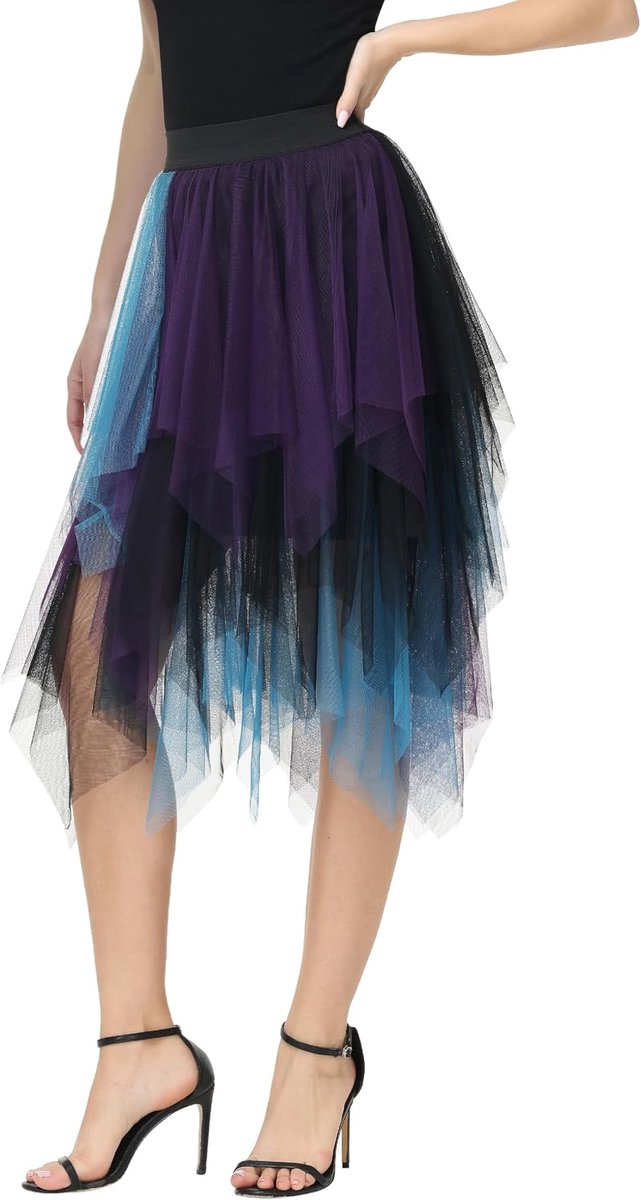 tule rok asymmetrisch tule rok A-lijn midi rok puffy fee rok elegant zacht knielange gelaagde tutu rok
