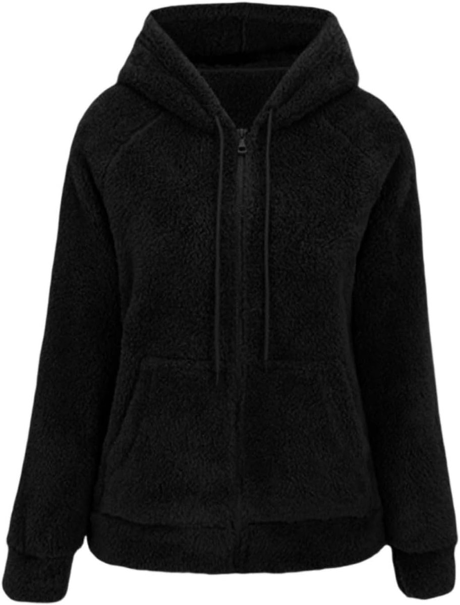 Damestrui met capuchon, oversized, katoen, gevoerd, fleece, hoodie, grote maat, comfortabel, warm, behaaglijk, lange mouwen, zakken, casual, winter, A23