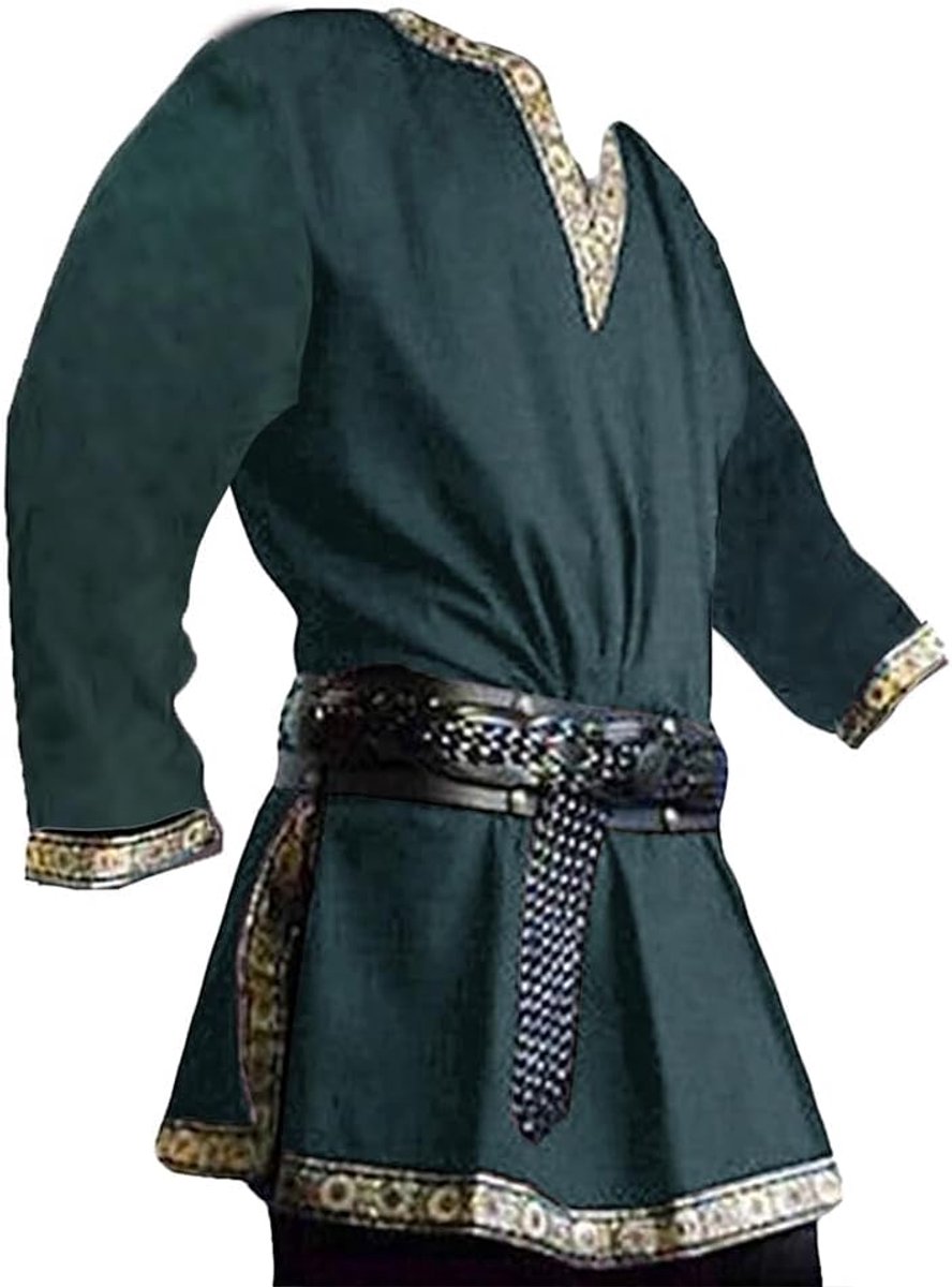 Middeleeuws kostuum voor heren, renaissance, piraten, Halloween, Viking, tuniek, ridder, cosplay, krijger, LARP-overhemden