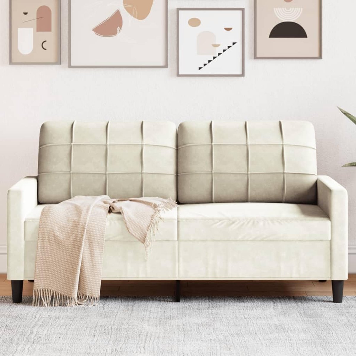 Fluweel, 2-zitsbank, 140 cm breed met metalen frame, zacht velours zitmeubel voor woonkamer, robuust gestoffeerd meubel met comfortabele zitting en modern design