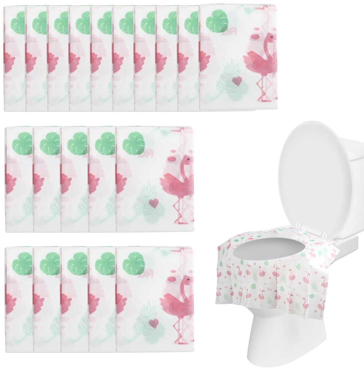 Toiletzitting wegwerp set van 20 - wegwerp toiletbrilovertrek groot - afzonderlijk verpakt - universeel - voor openbare plaatsen (65x62cm)