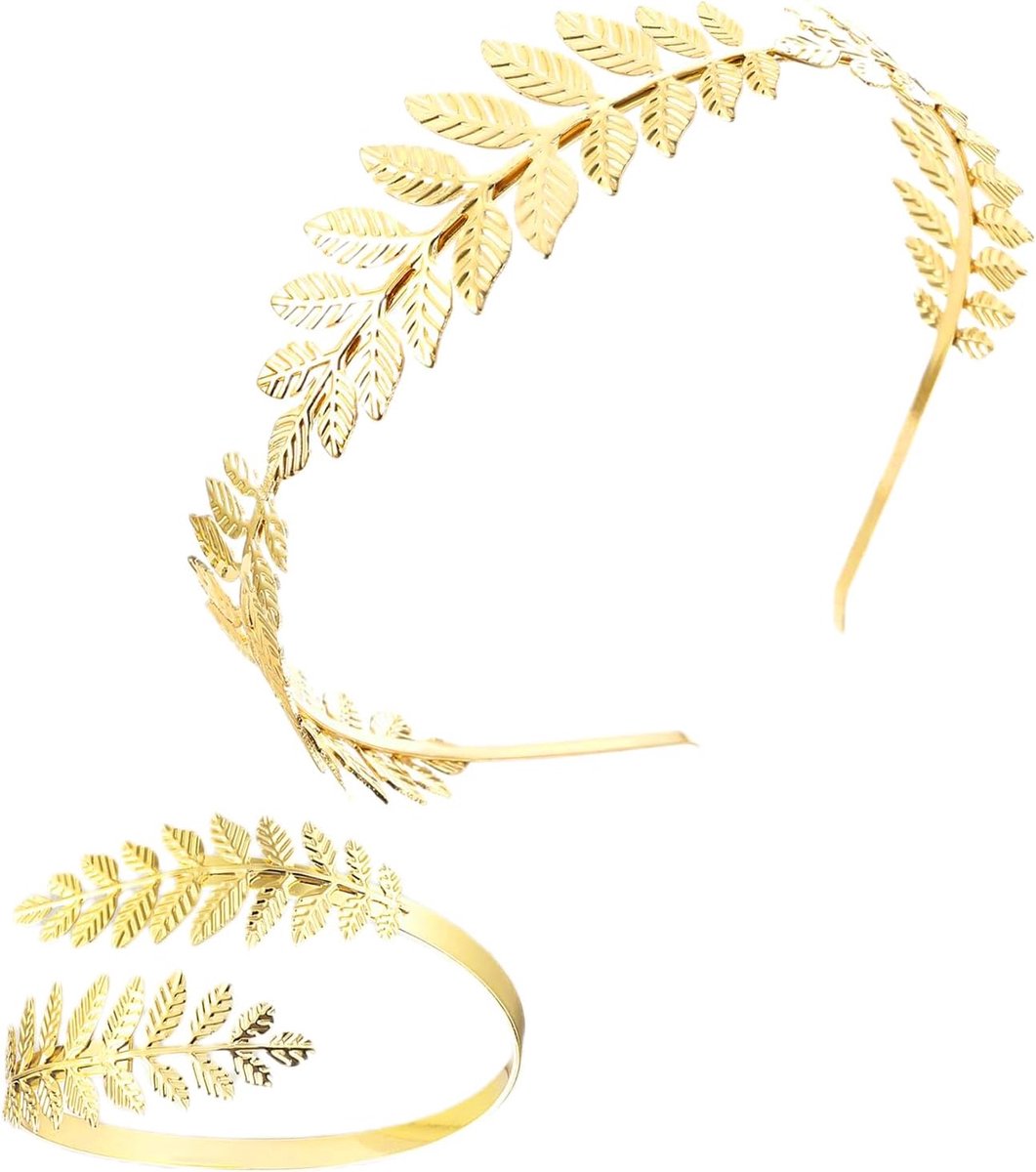 Banden, Romeinse godin haarbanden in goud, gouden laurierblad hoofdtooi, blad hoofdband, Romeinse hoofdtooi, voor heren en dames accessoires, One Size, Edelsteen