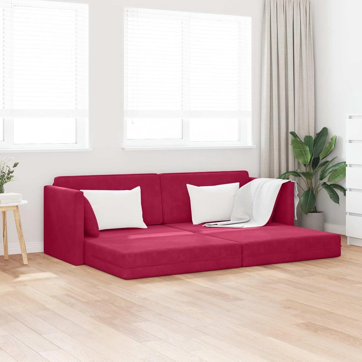 200cm wijnrood fluweel rustbed 200cm met handmatige instelbaarheid en robuuste constructie voor woonkamer