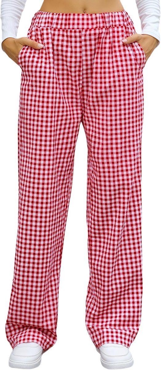 Plaid Lounge Broek Katoen Womens Pyjama Broek Y2K Pj Bodems Met Zakken Nachtkleding Loungewear
