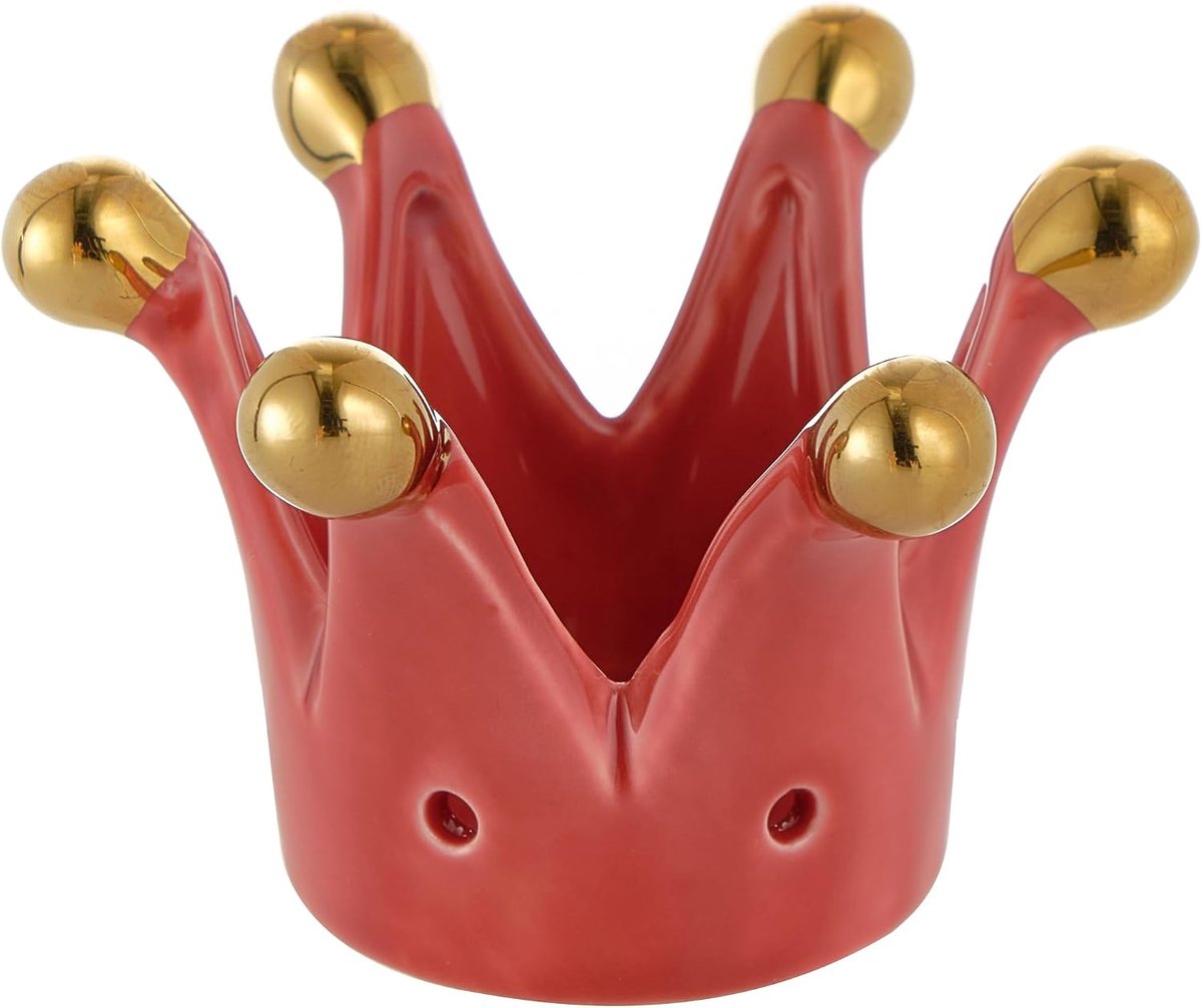 Home Porseleinen krans, huisdecoratie, handbeschilderd porselein, modern en elegant design, kroon met zaklege en kandelaar, cadeau-idee, 8 x 8 x 5 cm (Small)