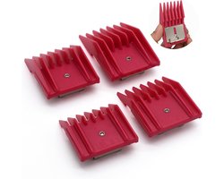 4 stuks 4 maten professionele universele tondeuse bevestiging guard gids snijlimiet kammen set, 1/8 inch, 1/4 inch, 3/8 inch, 1/2 inch, compatibel met Oster Classic 76 A5 Andis AG BG tondeuse