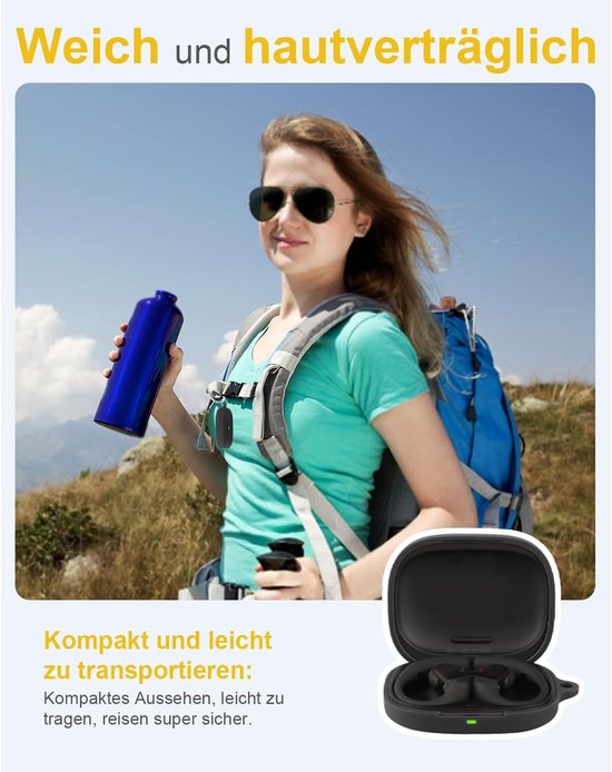 Voor SHOKZ OpenFit Pro Wireless Headphones, daunke zachte siliconen beschermhoes, huidvriendelijk etui met karabijnhaak, volledige bescherming, zwart — afbeelding 5