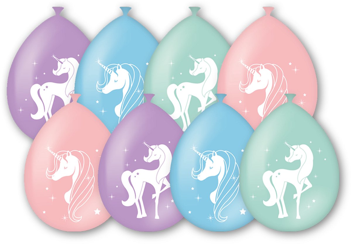 LUQ – Unicorn Kinderfeestje Latexballonnen – 8 St – Birthday Party Decor – Eenhoorn Verjaardag Versiering – Helium Ready